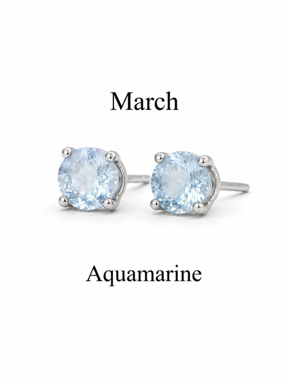 3mm Aquamarine Stud Earrings | March Birthstone